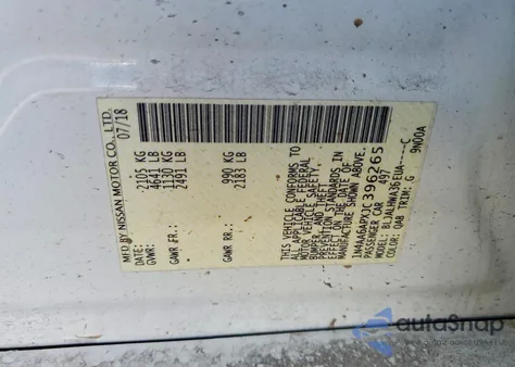 2018 Nissan Maxima 3.5S z USA, uszkodzony, nr VIN 1N4AA6APXJC396265